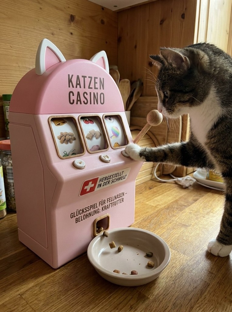 Katze spielt am Katzen Casino Rosé Alpin